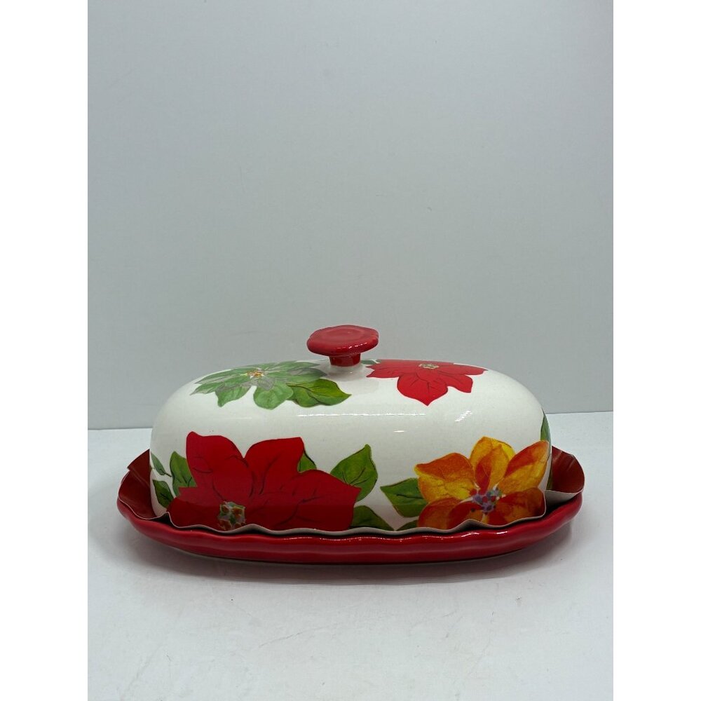 Pioneer Woman Holiday Cheer Butter Dish Stoneware